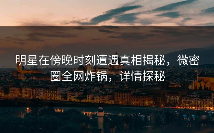 明星在傍晚时刻遭遇真相揭秘，微密圈全网炸锅，详情探秘