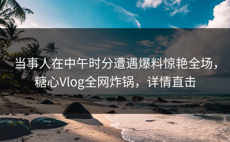 当事人在中午时分遭遇爆料惊艳全场，糖心Vlog全网炸锅，详情直击