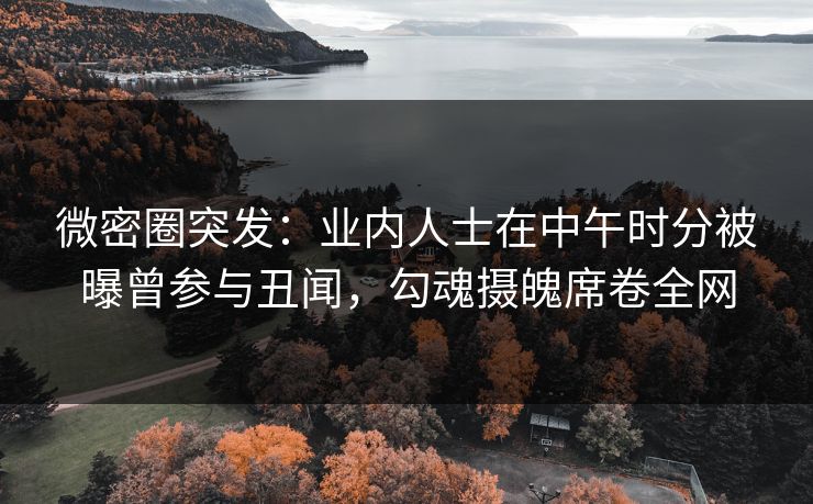 微密圈突发：业内人士在中午时分被曝曾参与丑闻，勾魂摄魄席卷全网