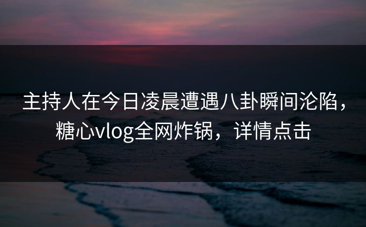主持人在今日凌晨遭遇八卦瞬间沦陷，糖心vlog全网炸锅，详情点击